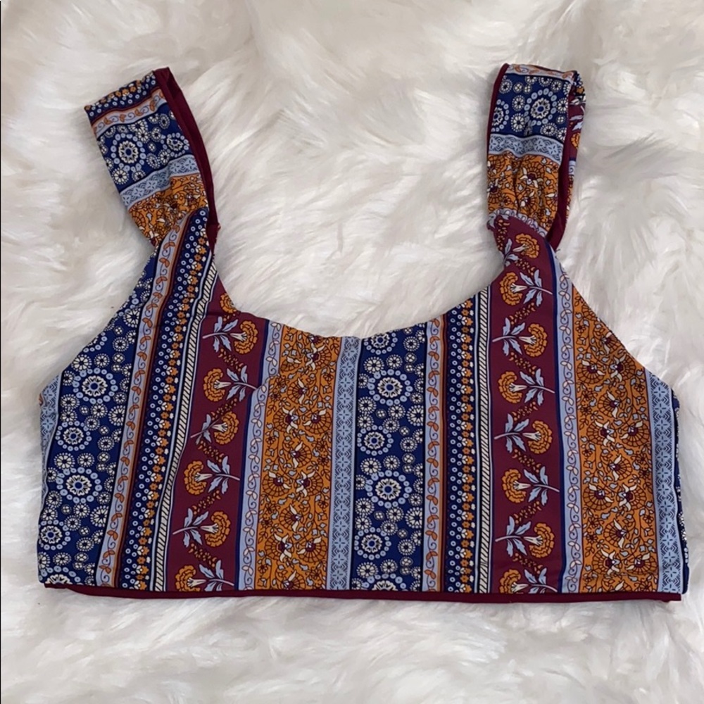Scoop Neck Printed Bikini Top